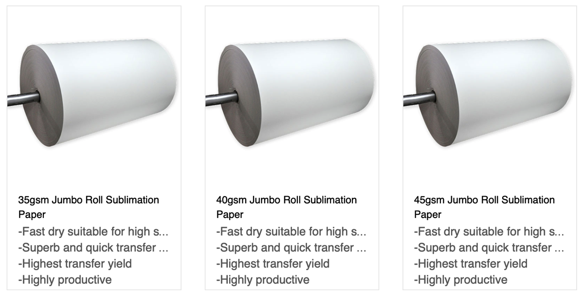 Heat transfer paper on rolls